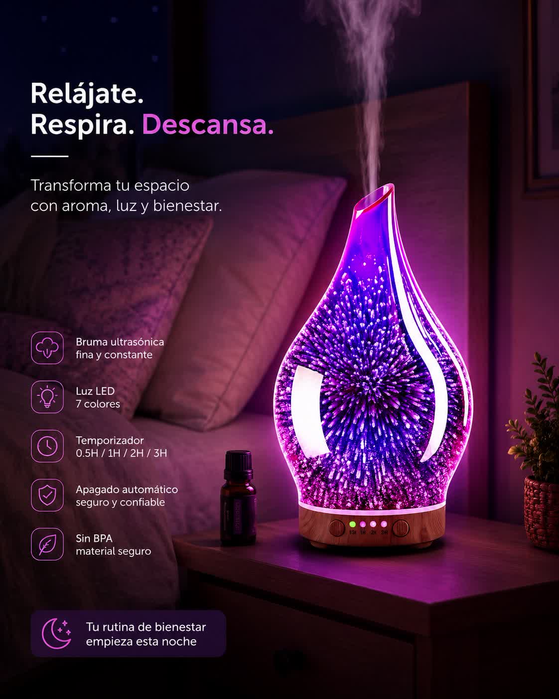 Casolyna en uso nocturno junto a la cama